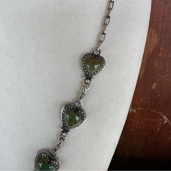Kingman Turquoise Heart Station Necklace | 925 Sterling Silver - Picture 7 of 15